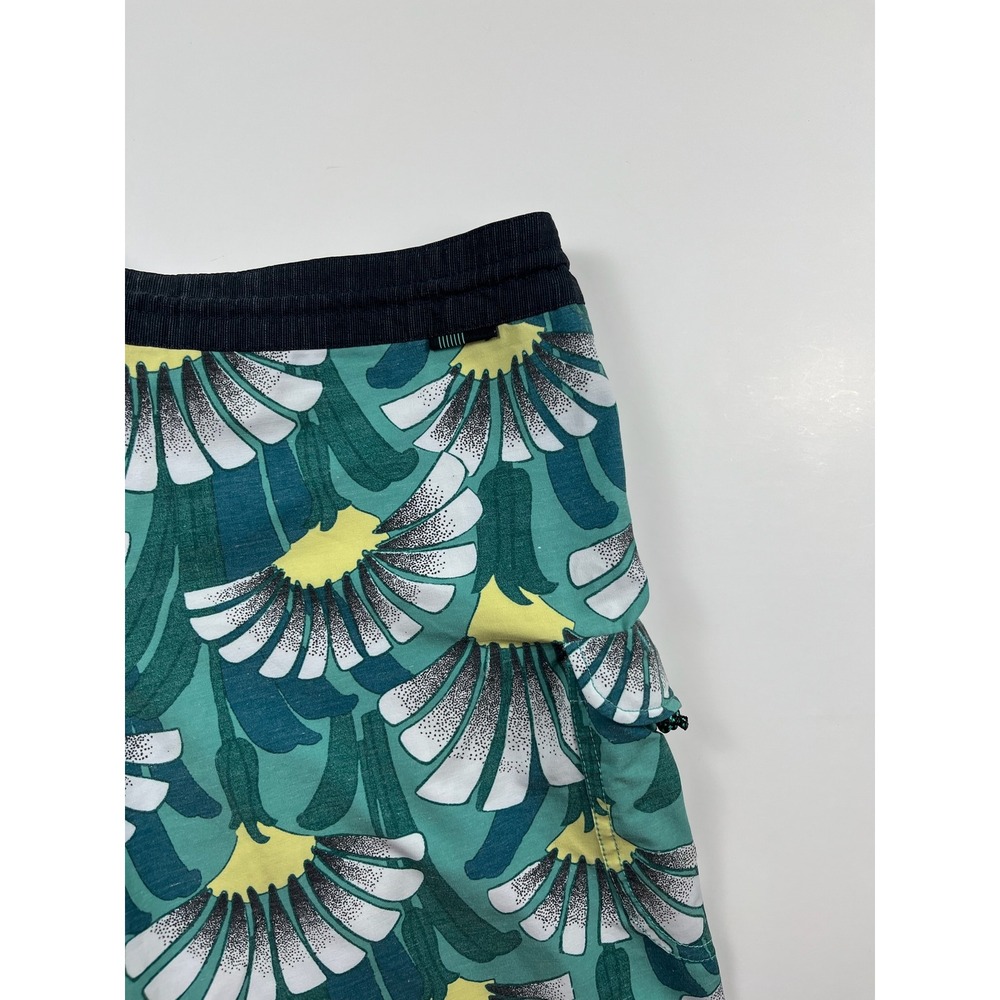 Vissla Mens 32 Board Shorts Upcycled Coconut Stretch Tropical Leaf Print Teal - Picture 8 of 11